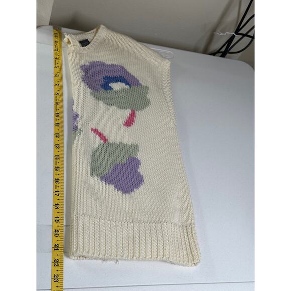 Jimmy Garcia Sweater Womens Small‎ Knit Cream Floral Hand Loomed Cottage Artsy - Picture 12 of 12